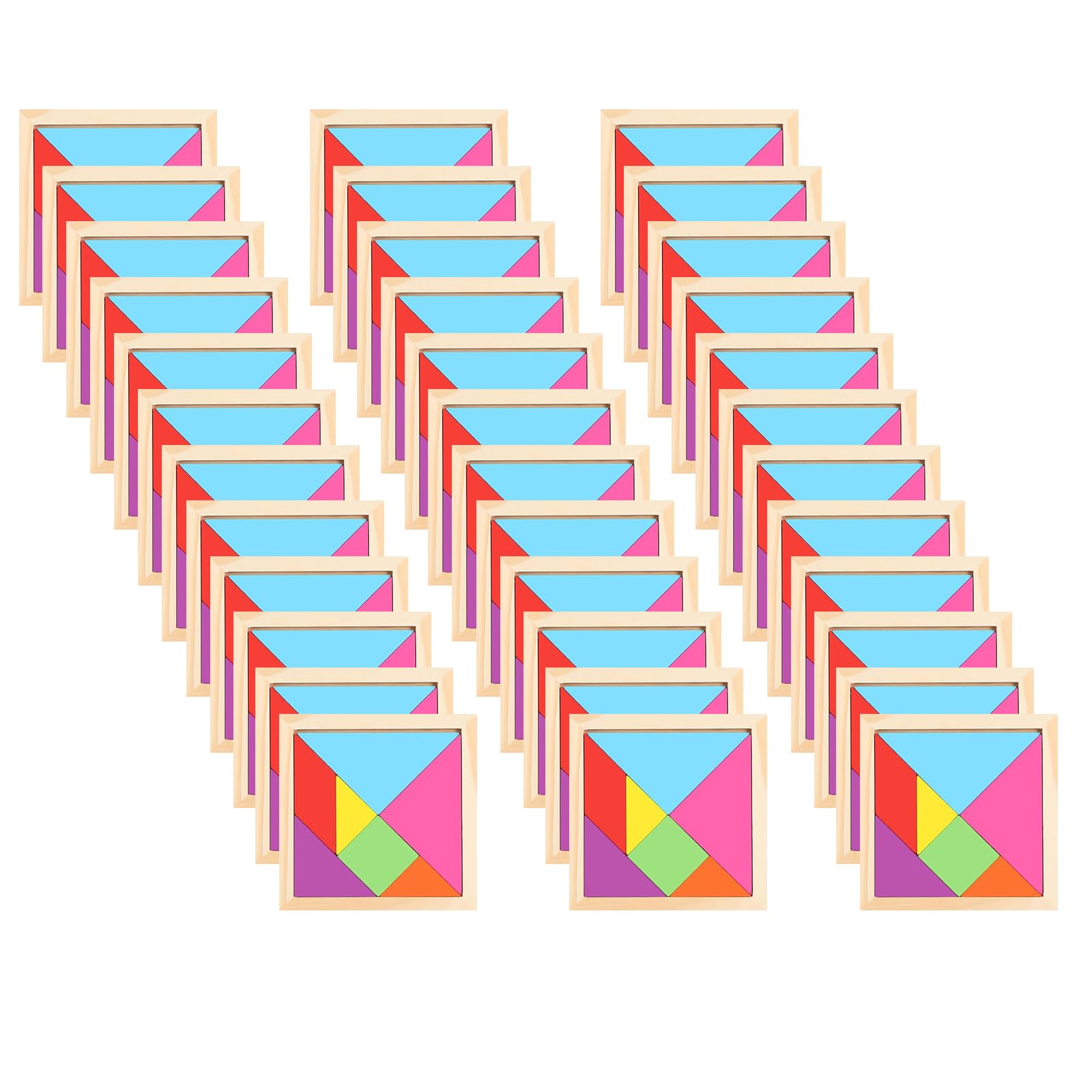 Set di Tangram in legno per bambini, regali di compleanno per bambini, Giocattoli educativi tipo Montessori Compleanno Puzzle per la scuola per bambini (36 Pezzi)