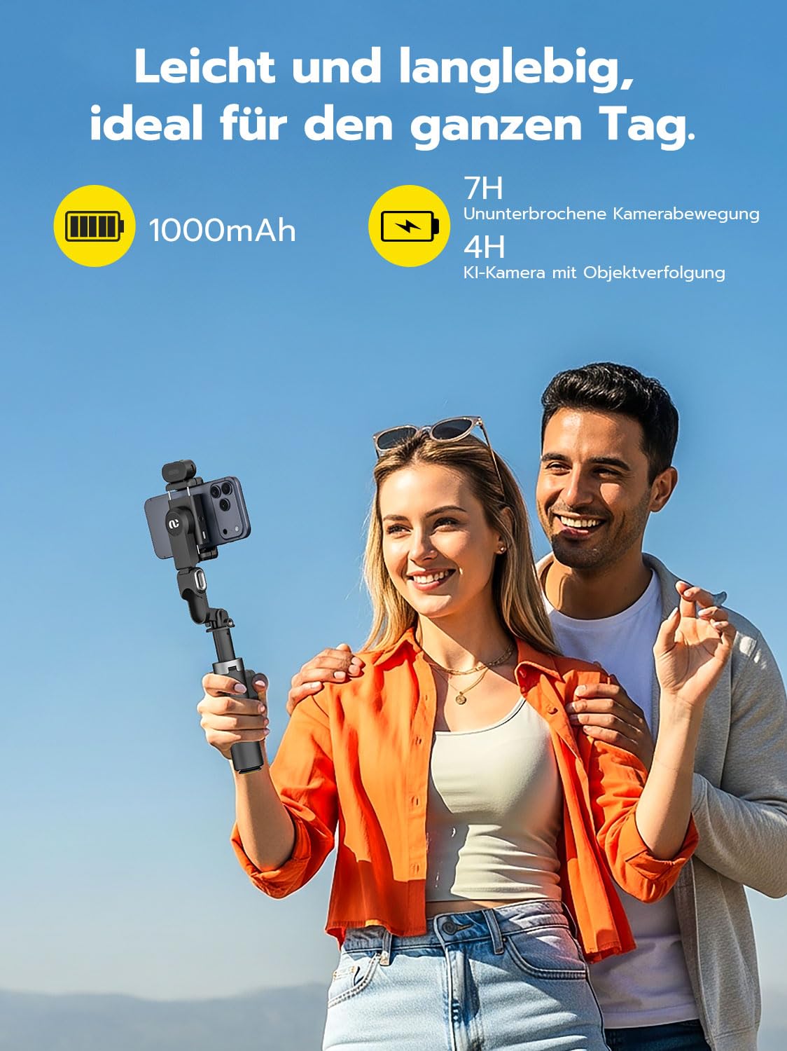 AOCHUAN M3 Pro Mini Gimbal Stabilizator do Telefonu 4w1 z AI Śledzeniem, Pilotem Magnetycznym i Selfie Stick 68,5 cm – Czarny — miniatura 7