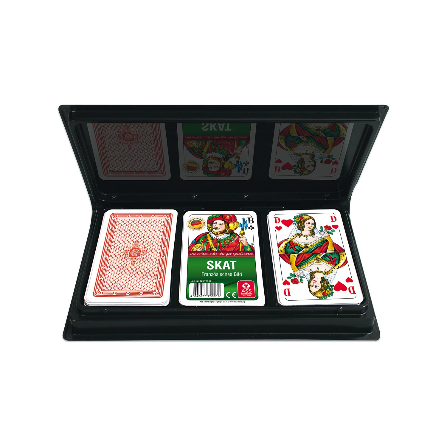 ASS Caja De Cartas Para Juegos De Mesa – Set Con Barajas Para Skat, Rommé, Bridge Y Canasta (Fabricado En Alemania)