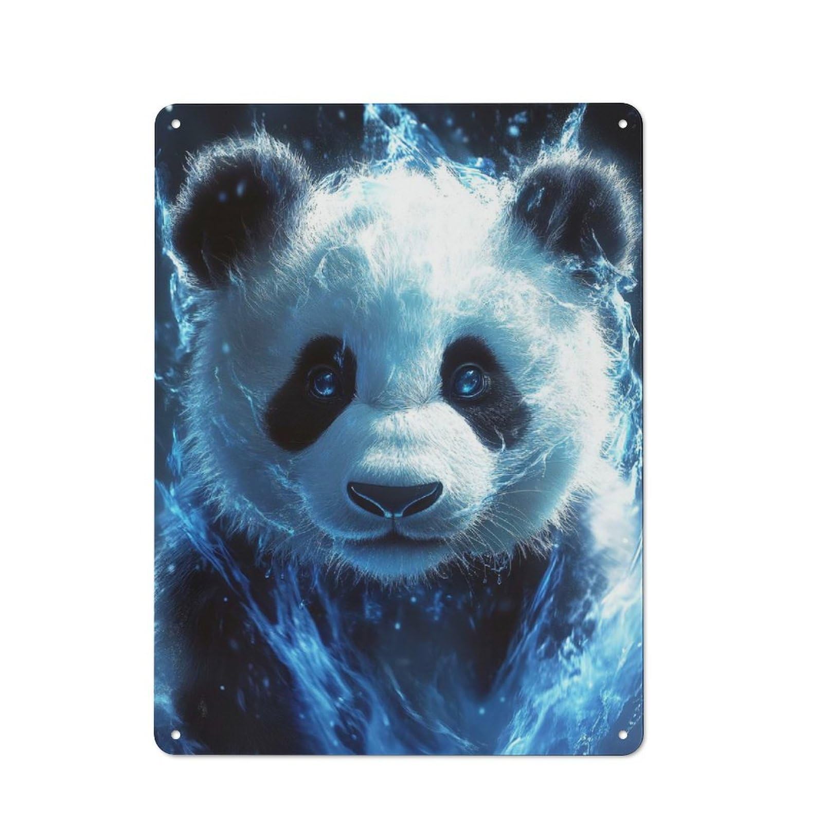 Junmoney Style-2 For Garden Room Or Summerhouse, Panda In Blue Energy Retro Tin Sign 40X30cm, For Garage, Workshop And Man Cave Decoration