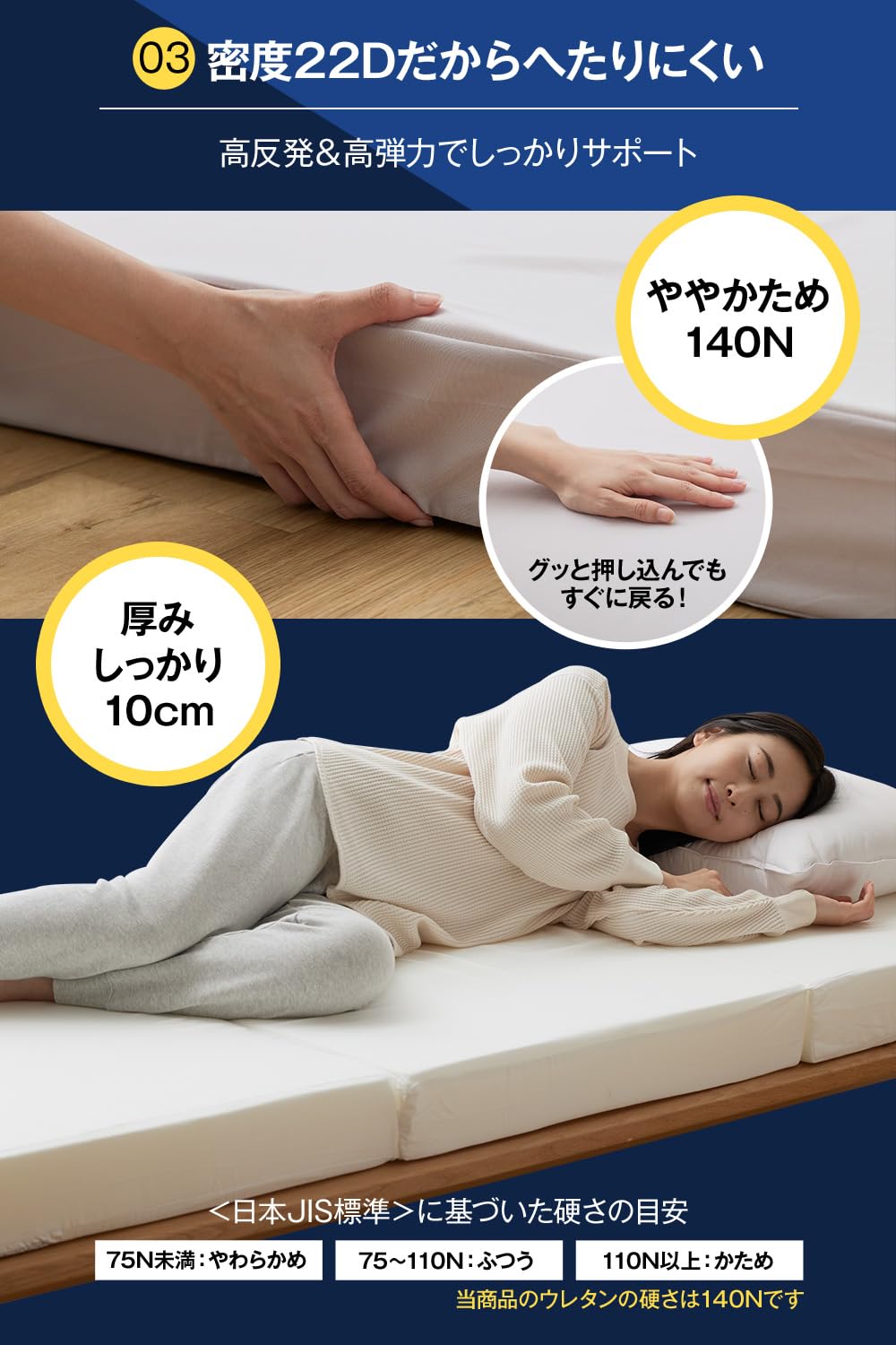 新品　超熟高反発　10センチ　三つ折りマットレス　敷布団　ダブル　D　ホワイト Amazon｜AQUA (アクア) マットレス ダブル 3つ折り 厚み 10cm 高反発