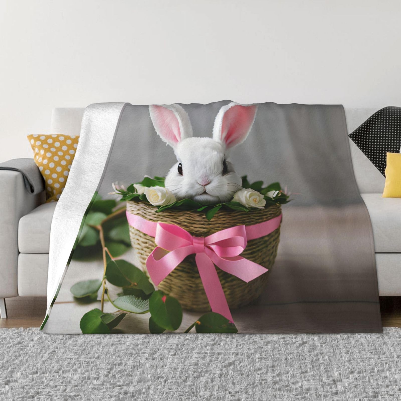 Couverture polaire imprimée lapin pour vos soirées cocooning