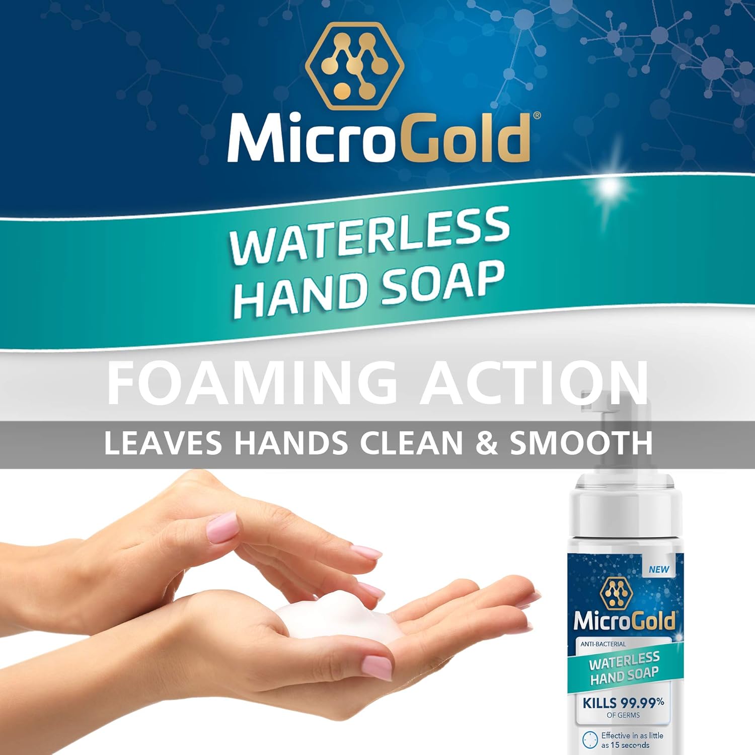 MicroGold Alcohol Free Hand Sanitizer and Waterless Foaming Soap Kills 99.9% of Germs, Made in the USA, 4 Fl Oz (24)