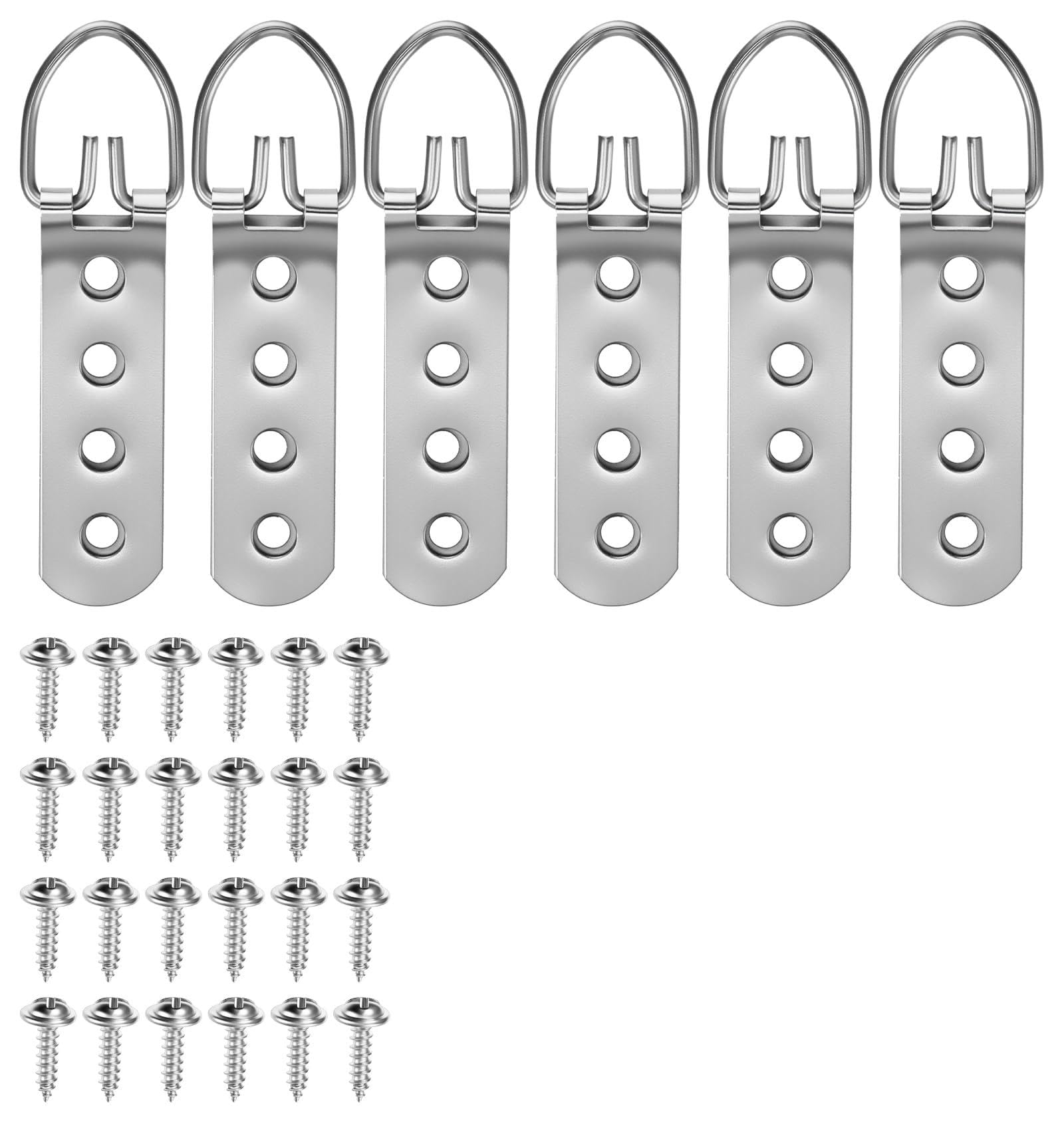 6Pcs D Rings for Picture Hanging, Super Heavy Duty D Ring Picture Hangers Mirror Hanging Hardware, D-Ring Hooks Frame Brackets Kit Ideal for Large Frames & Mirrors, Strong & Reliable Wall Mounting