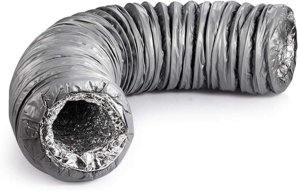 Hon&Guan 8'' Low Noise Flexible Ventilation Ducting - Thermal and Acoustic Insulation Aluminum Air Duct for Air Conditioner, Extractor Fan Length 1.2m (ø200mm/1.2m)