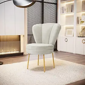 Cadeira Decor Estofada para Estudio de Beleza Maquiagem Tecido Veludo Pés de Ferro (Bege)