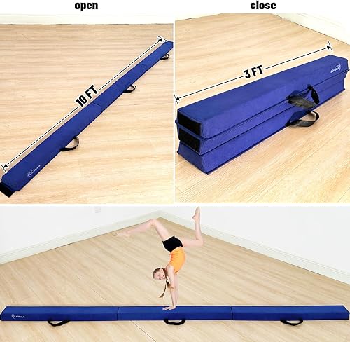 Miniatura 142 de MARFULA Viga de gimnasia plegable de 6 pies, 8 pies y 9 pies, haz de equilibrio de espuma – Extra firme – Cubierta de gamuza – Parte inferior verde