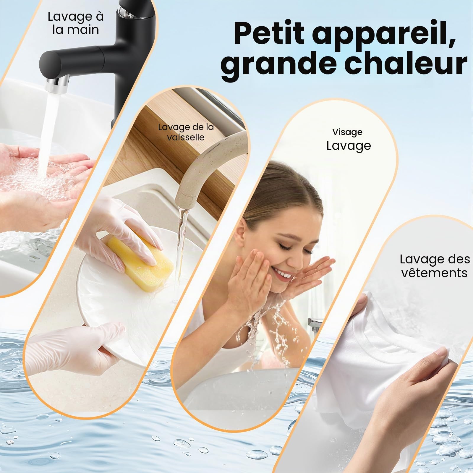 Réservoir d'eau chaude 8 l - 1500 W - Petit réservoir d'eau chaude résistant à la pression avec fonction thermostop - Chauffe-eau sous table - Température réglable de 0 à 65 °C - Pour cuisine et salle