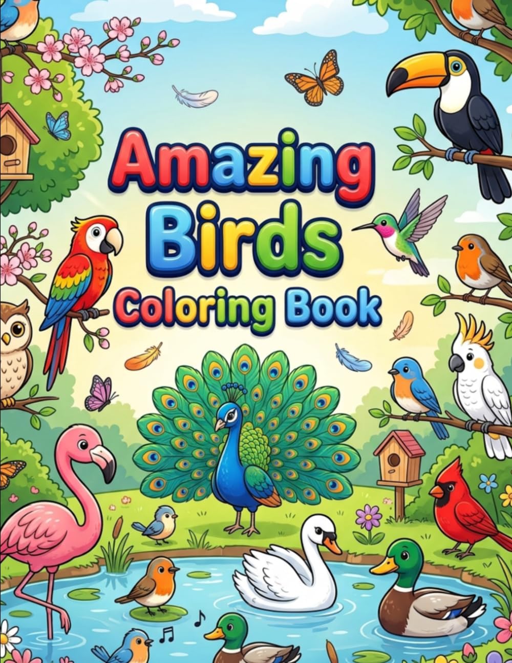 Amazing Birds Coloring Book: Coloring & Tracing Book for Kids Ages 4–10 (Amazing Animals Coloring & Tracing Series)