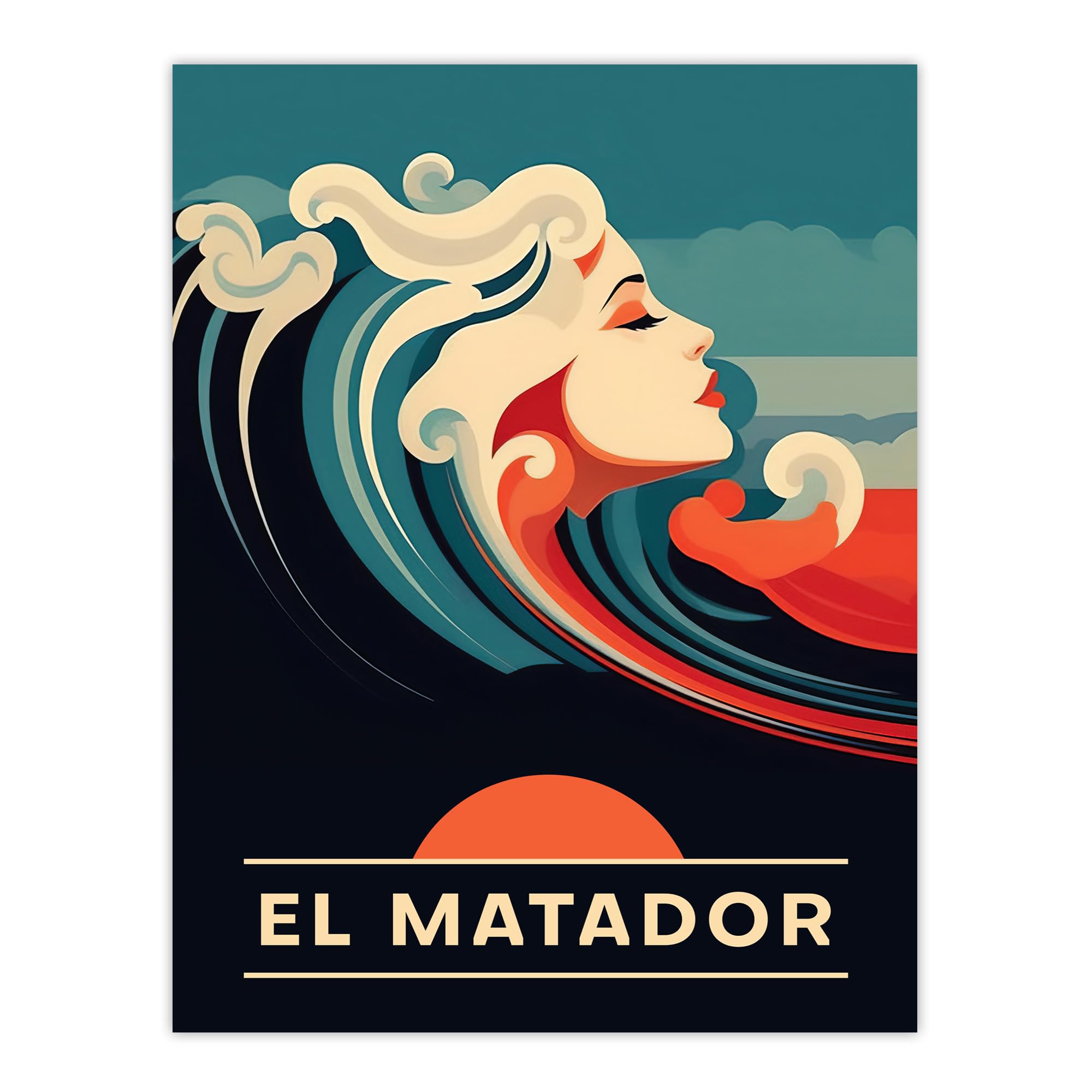 Artery8 The Seaside Calls El Matador Beach California USA Sunset Woman of the Waves Sea Siren Ocean Extra Large XL Wall Art Poster Print
