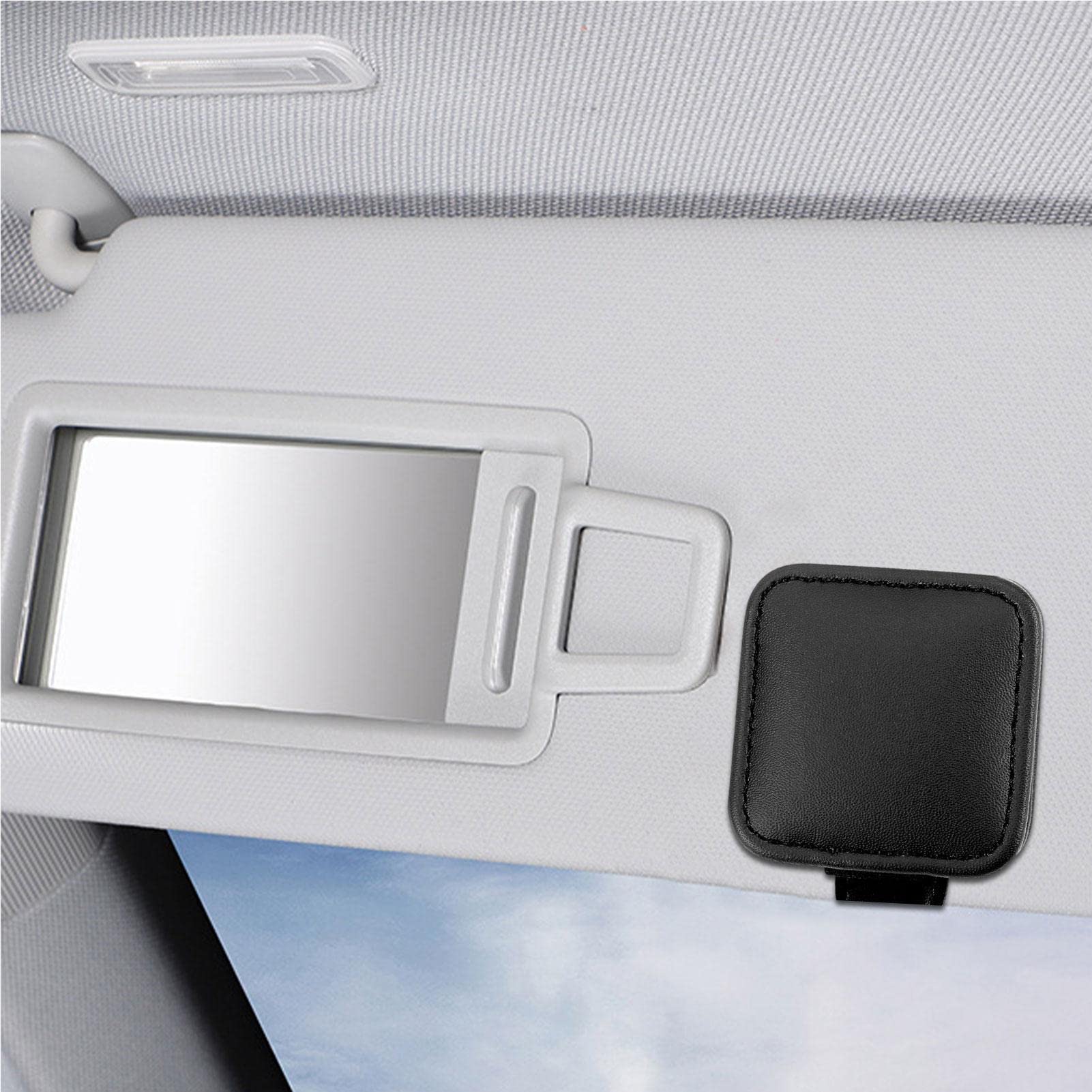 Porte-lunettes Pare-soleil Porte-lunettes Voiture JJPJL Magnétique - Support Lunettes Pare-soleil Universel Noir Cuir PU Range Lunettes