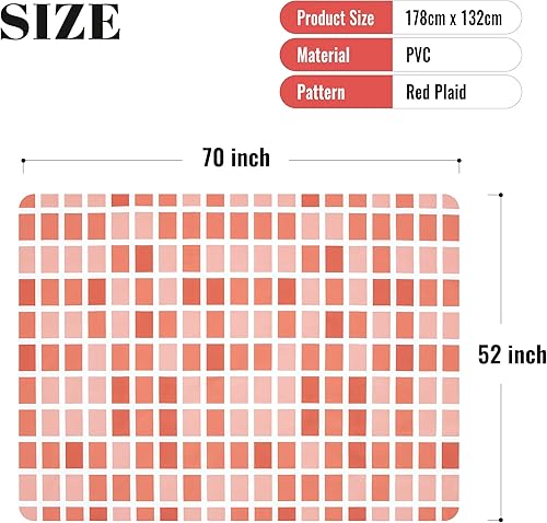 Vista 142 de FIFTY FEET Mantel rectangular de 70 x 52 pulgadas, mantel de vinilo con respaldo de franela para mesas rectangulares impermeable, cubierta de mesa