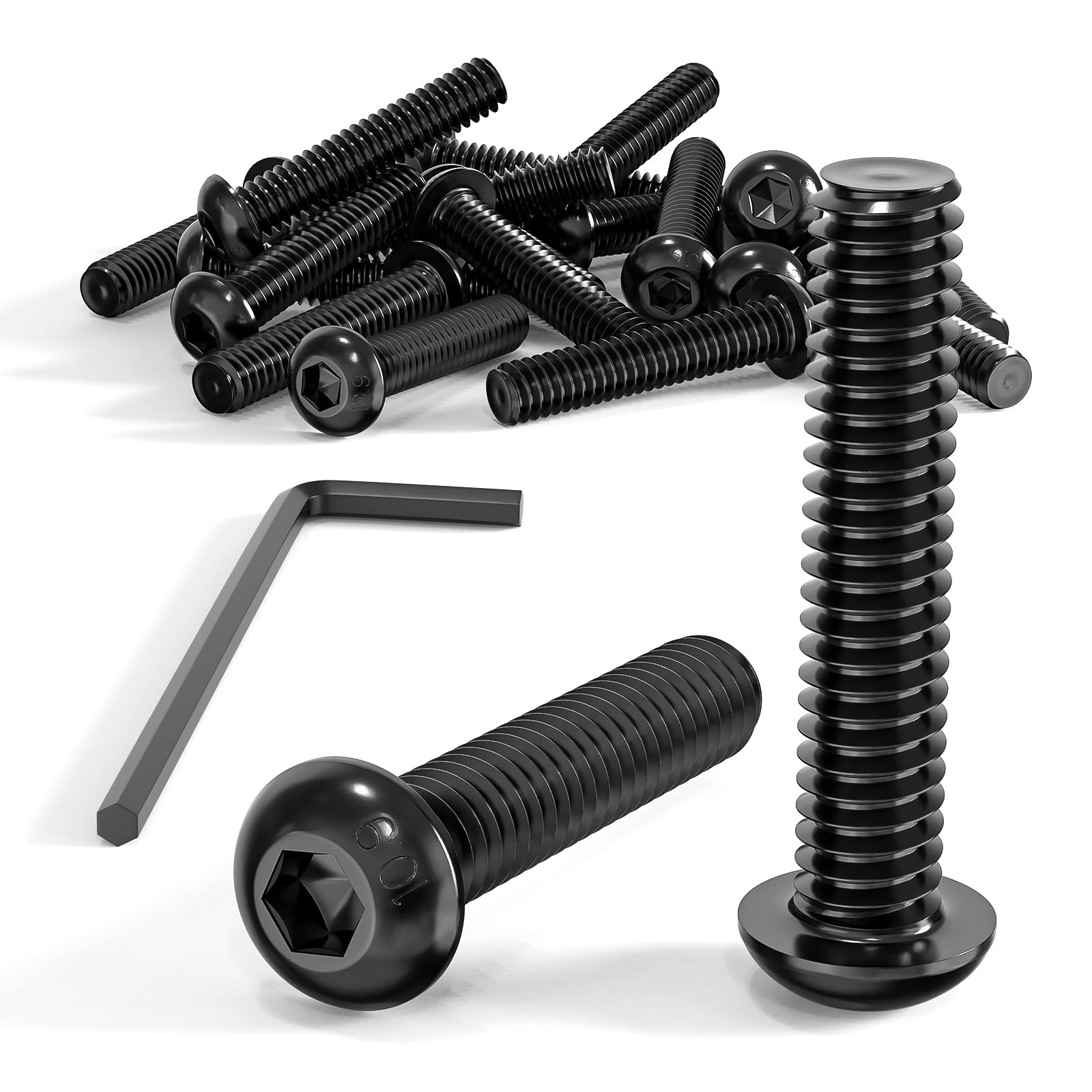 Wavanta M8 Bolts, M8 x 60mm Button Head Screws, Allen Socket Bolts Screws, Carbon Steel 10.9 Grade, Black Oxide Finish, Pack of 10