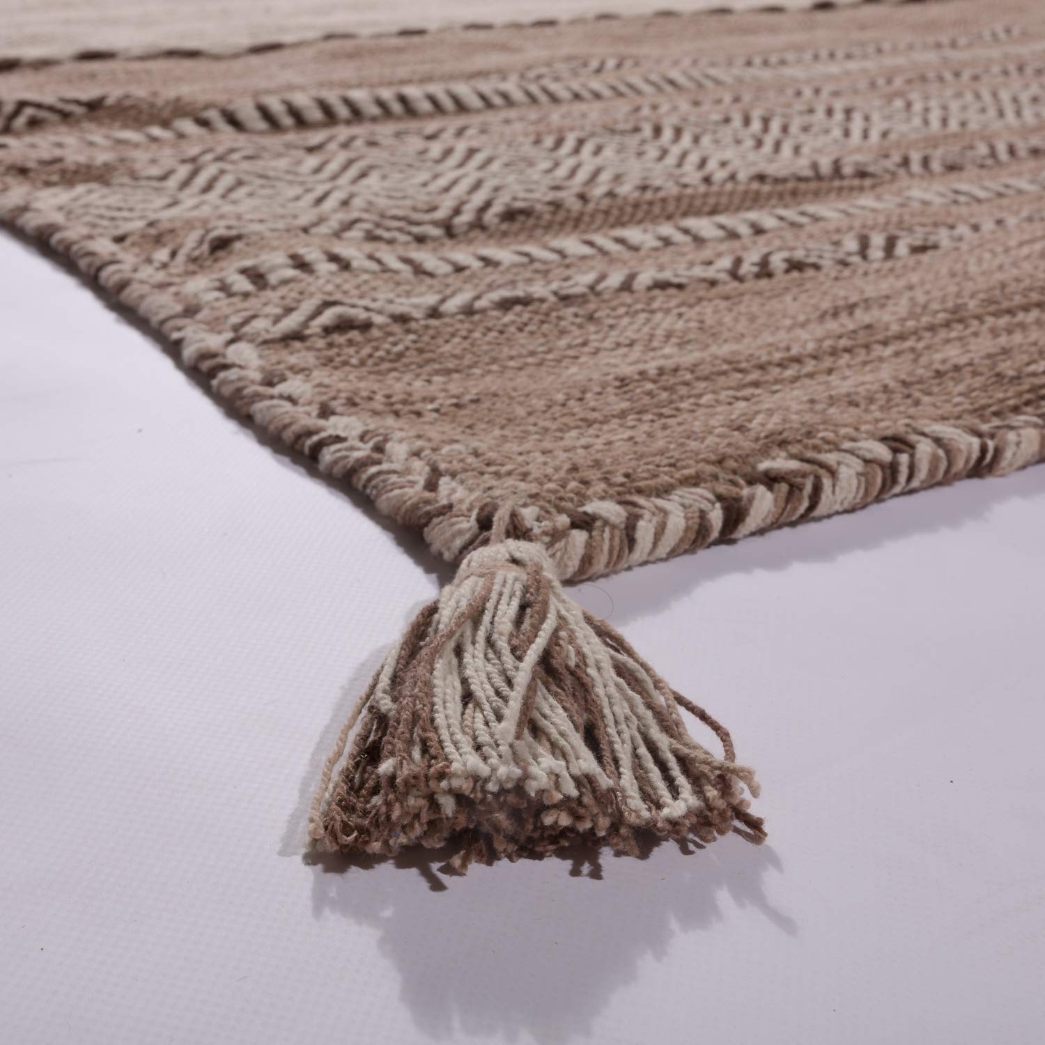 Paco Home Tapis De Créateur Tapis Tissé Kilim Tissé Main 100% Coton Moderne À Motifs Beige, Dimension:120x170 cm