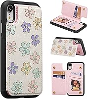 Vista 318 de UEEBAI Funda tipo cartera para iPhone 15 Pro Max con tarjetero, cubierta de cuero PU con soporte, bloqueo RFID, doble cierre magnético, relieve