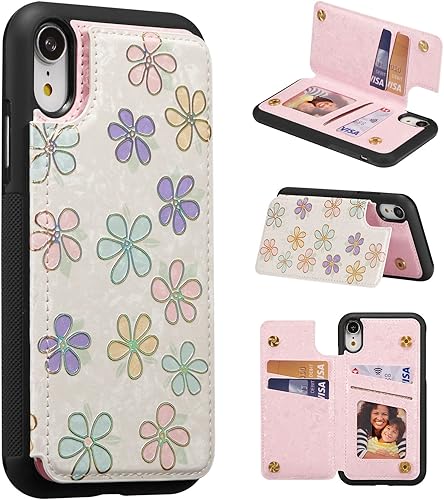 Miniatura 318 de UEEBAI Funda tipo cartera para iPhone 15 Pro Max con tarjetero, cubierta de cuero PU con soporte, bloqueo RFID, doble cierre magnético, relieve de