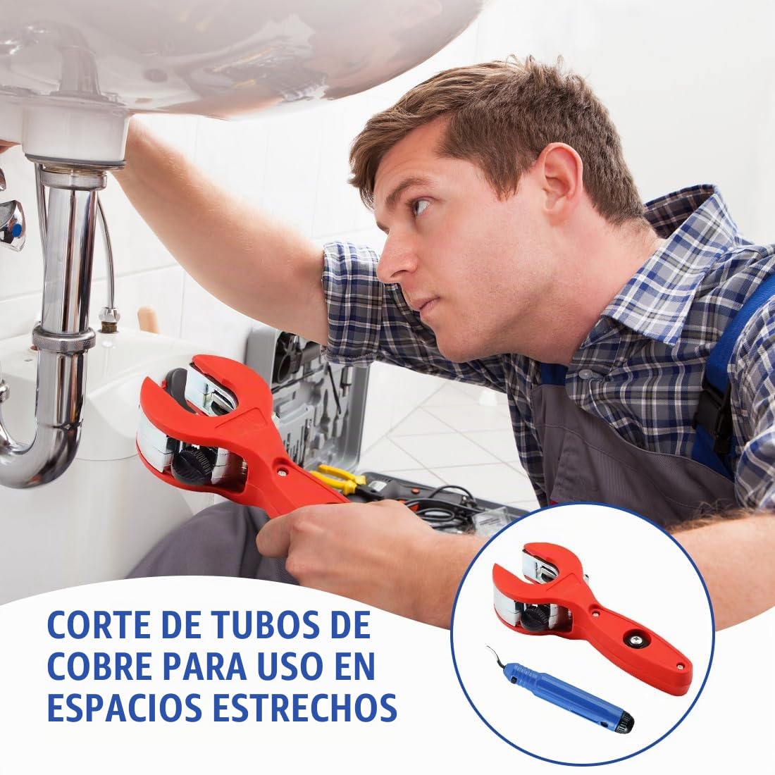 Cortador de tubos de trinquete con 3 ruedas de repuesto y herramientas de desbarbado, 8-29 mm, cortador de tubos de cobre, cortador de tubos de precisión, acero inoxidable, tubos de cobre, adecuado