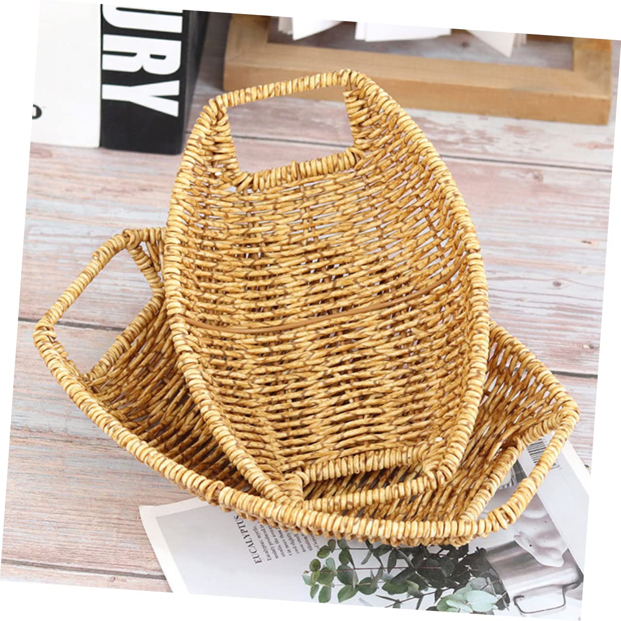 Cabilock Handmade Snack Storage Basket Decorative Storage Holder for Organizing Fruits and Sundries Material Versatile Desktop Use Light