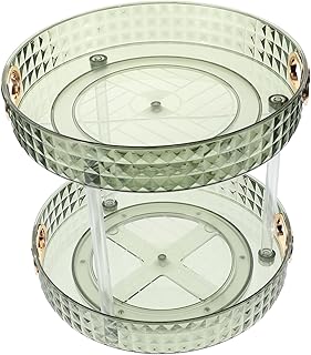 فوميز. صينية كبيرة مكونة من طبقتين لحمل مستحضرات التجميل ومستحضرات التجميل وتنظيم المكياج ومستحضرات التجميل ومنتجات العناية بالبشرة والعطور، بلاستيك، أخضر