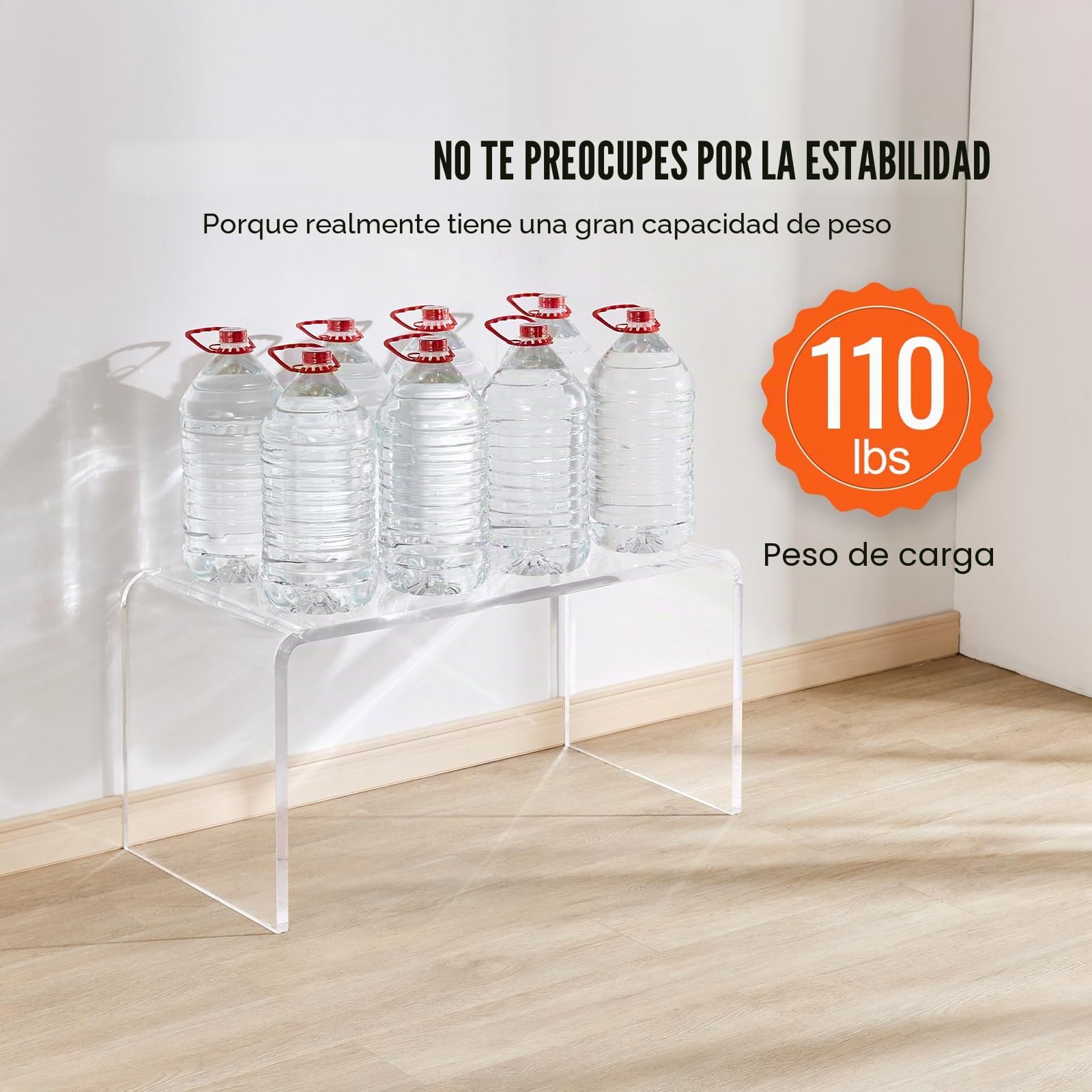 VEVOR Mesa de Centro de Acrílico Mesa Auxiliar 813x401x414 mm Extremo del Sofá de Acrílico Grosor de 20 mm Carga Máxima de 50 kg Mesa de Salón Almacenamiento Grande para Dormitorio Balcón Cafetería