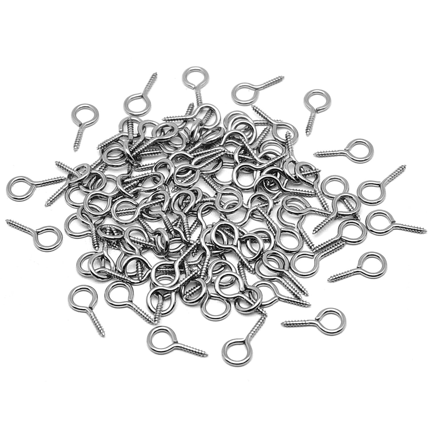 Surf turtle 100 Pcs 0.67 inches Stainless Steel Eye Screws,Eye Hooks Screw,Heavy Duty Screw,Rust-Resistant Self Tapping Eyelet Bolts