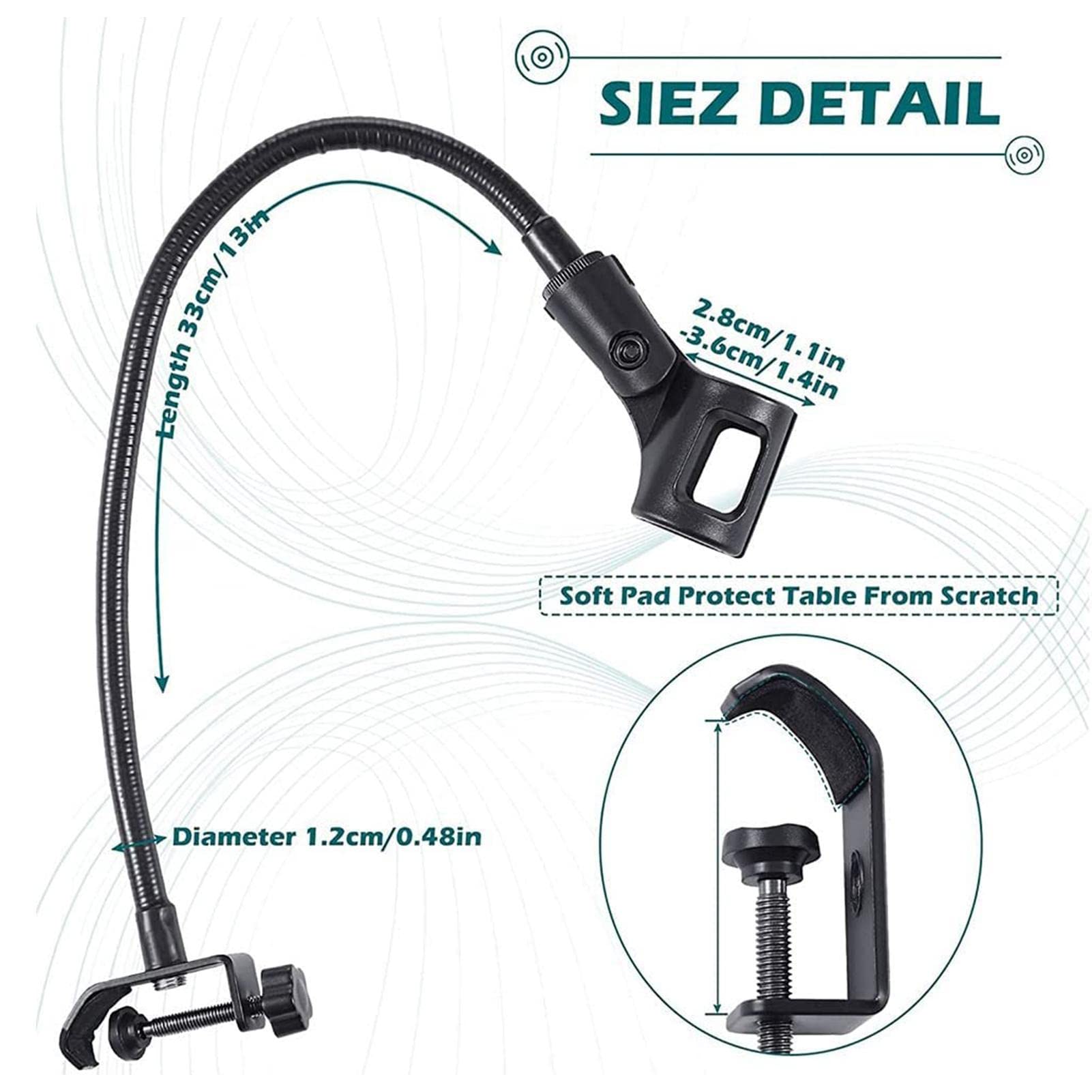 Support de Flexible,Support de Support de téléphone pour Pince de Phone | Bras de Phone ou Support de téléphone, Support de Bureau Flexible à col de Cygne pour Smartphones, webcams