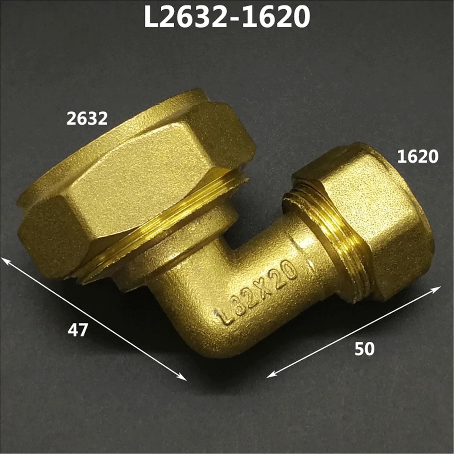 Brass Compression Elbow Pex 1216/1418/1620/2025/2632 Pipe Fitting Aluminum Pipe Fittings for Floor Heating(2632-1620 Reducer)