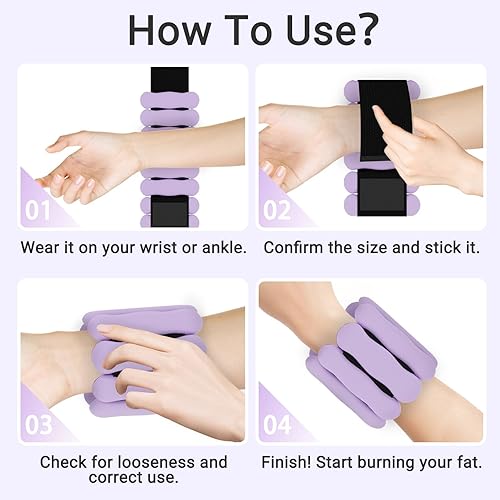 Miniatura 7 de Pesas de muñeca y tobillo para mujeres, hombres y niños, pesas de muñeca, brazaletes de 1 libra x 2 2 libras x 2 libras x 2 pesas ponderadas para