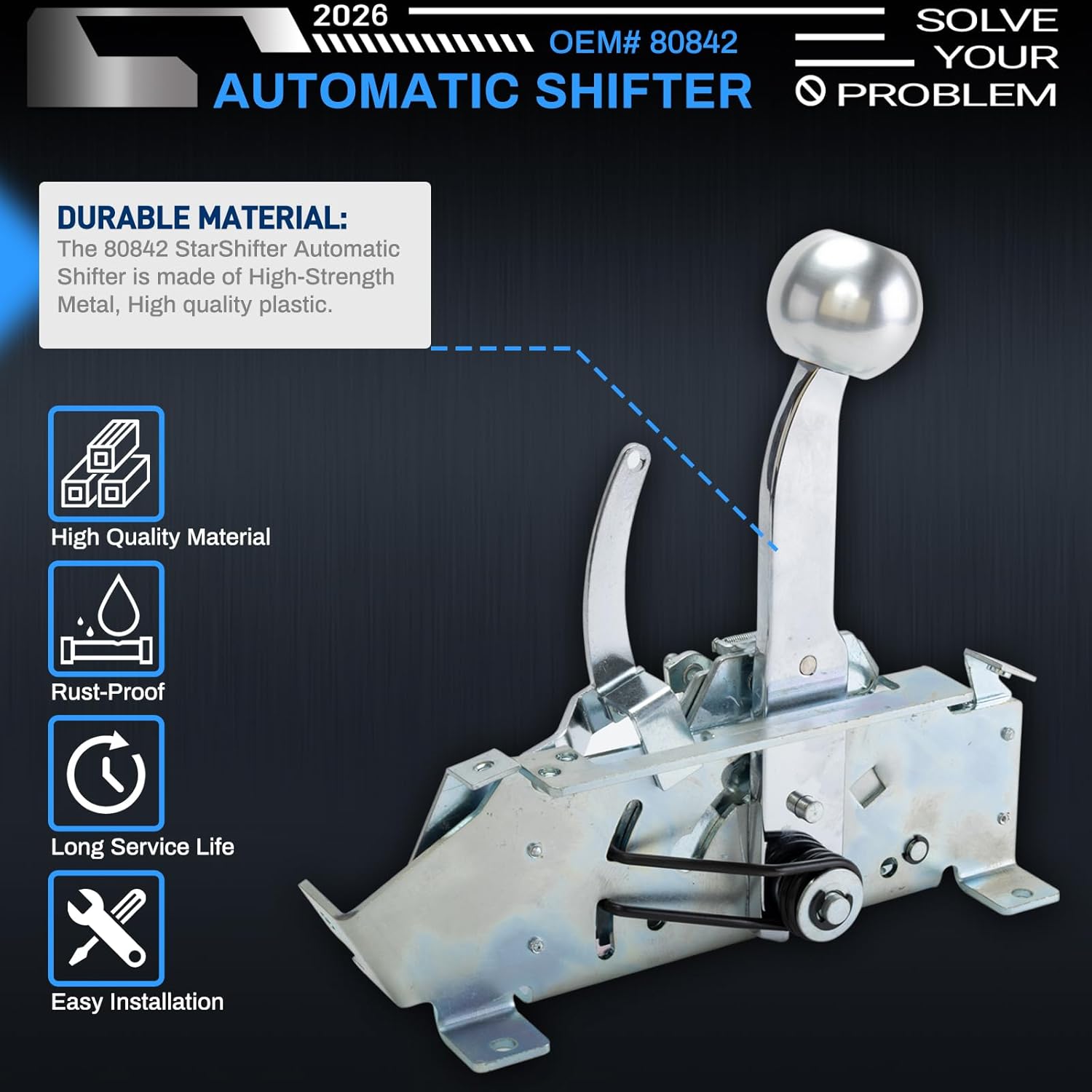 80842 Automatic Ratchet Shifter Fit for Ford C4 C6, for GM TH200 250 350 400 and for Chrysler 3 & 4 Speed Automatic transmissions