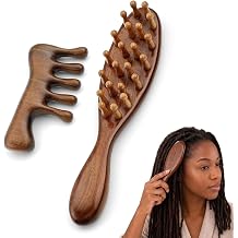 Loc Brush for Dreads and Loc Comb for Retwist, Wooden Brush and Comb Set for Microlocs, Scalp Massage, New Growth Separation and Daily Loc Care