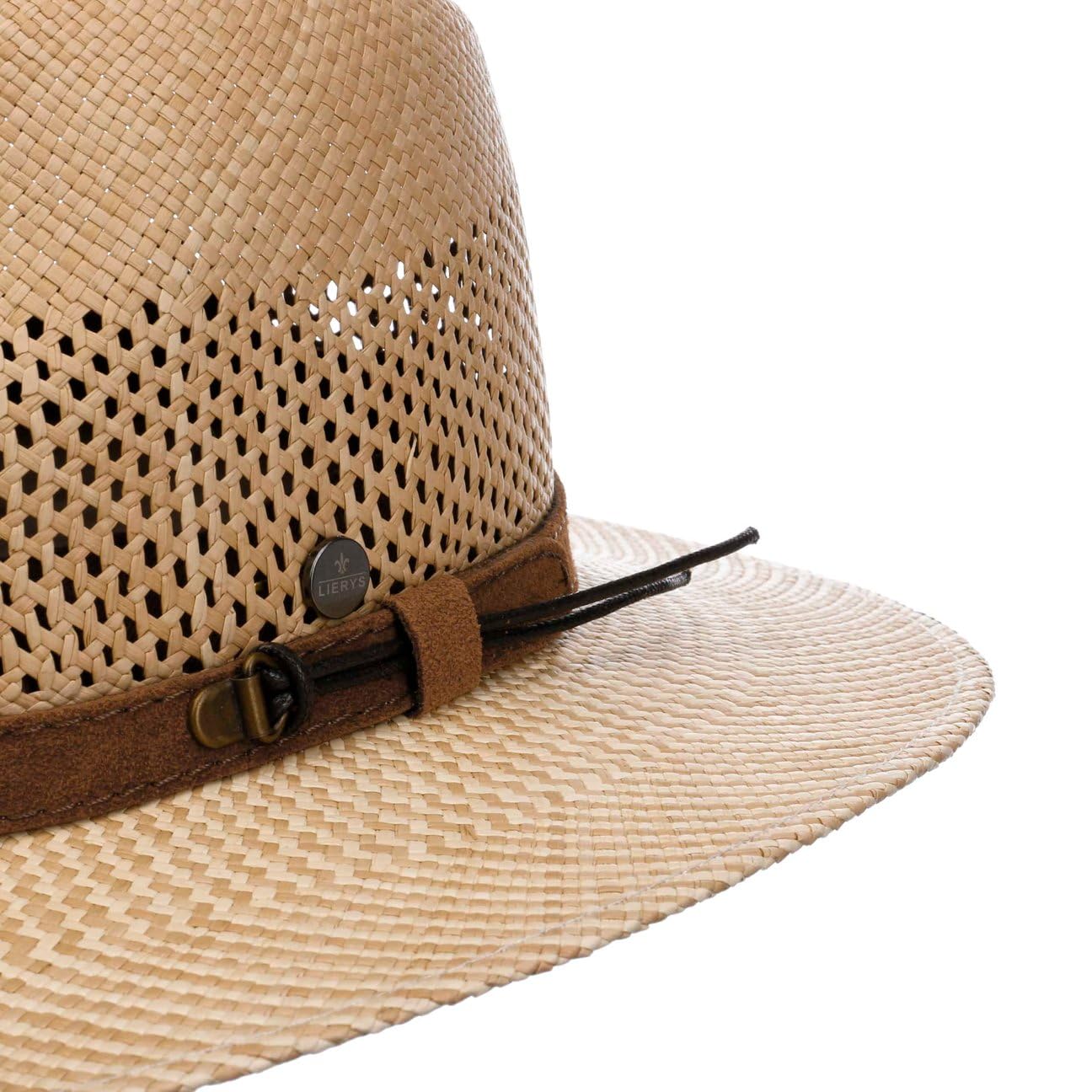 Lierys Traveller Sombrero Panama ala Bicolor Banda de Cuero Mujer Hombre Primavera Verano