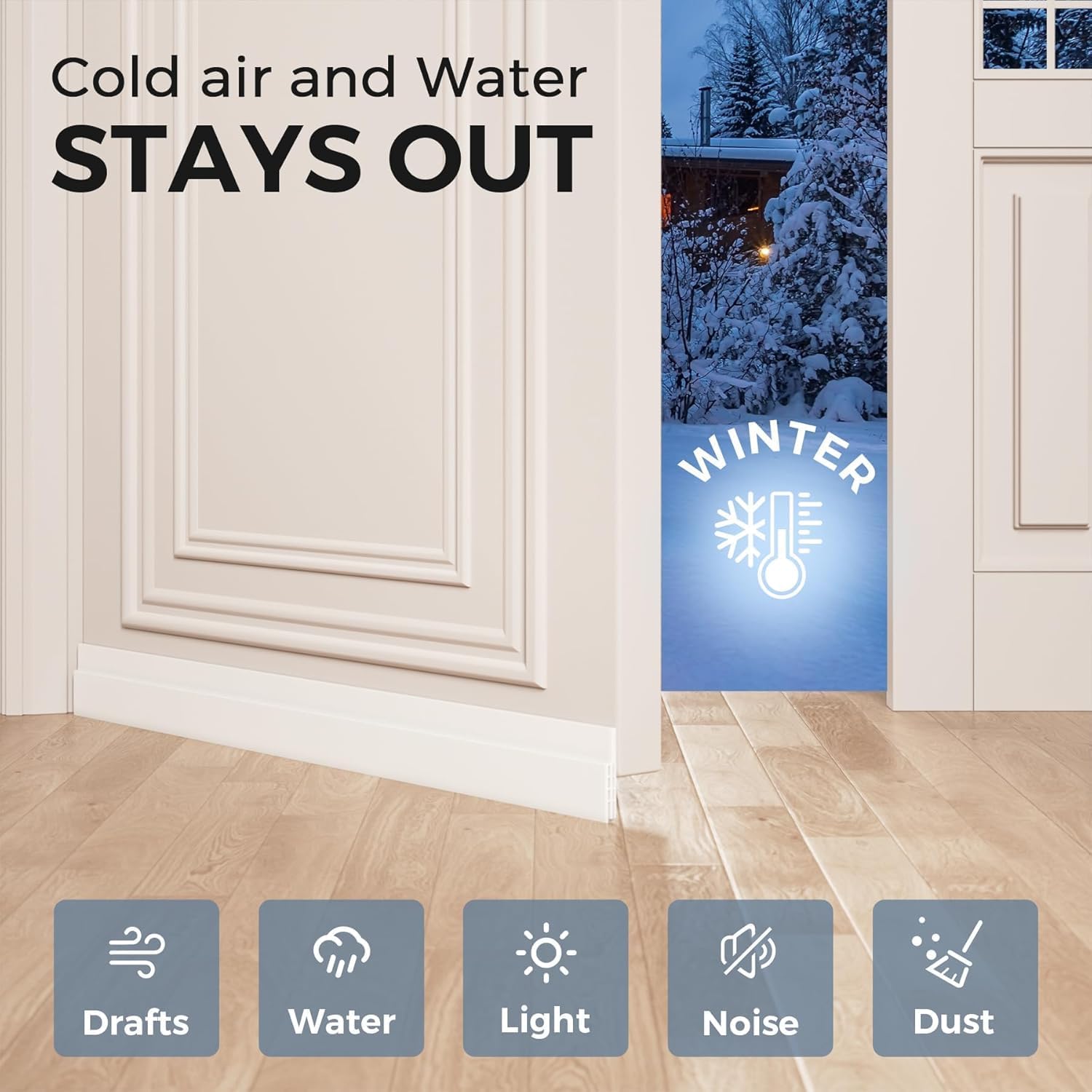 GroTheory 4 Pack Door Draft Stopper, Under Door Sweep for Exterior & Interior Doors, Weather Stripping Door Seal, Garage Window Blocker Noise Cold Air Insulation, Draft Guard White 2" W x 39" L 39" L-White-4Pack White