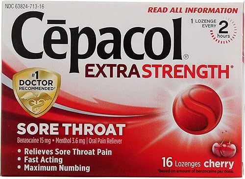 Cepacol Pastillas para garganta de máxima resistencia, cereza, 16 unidades