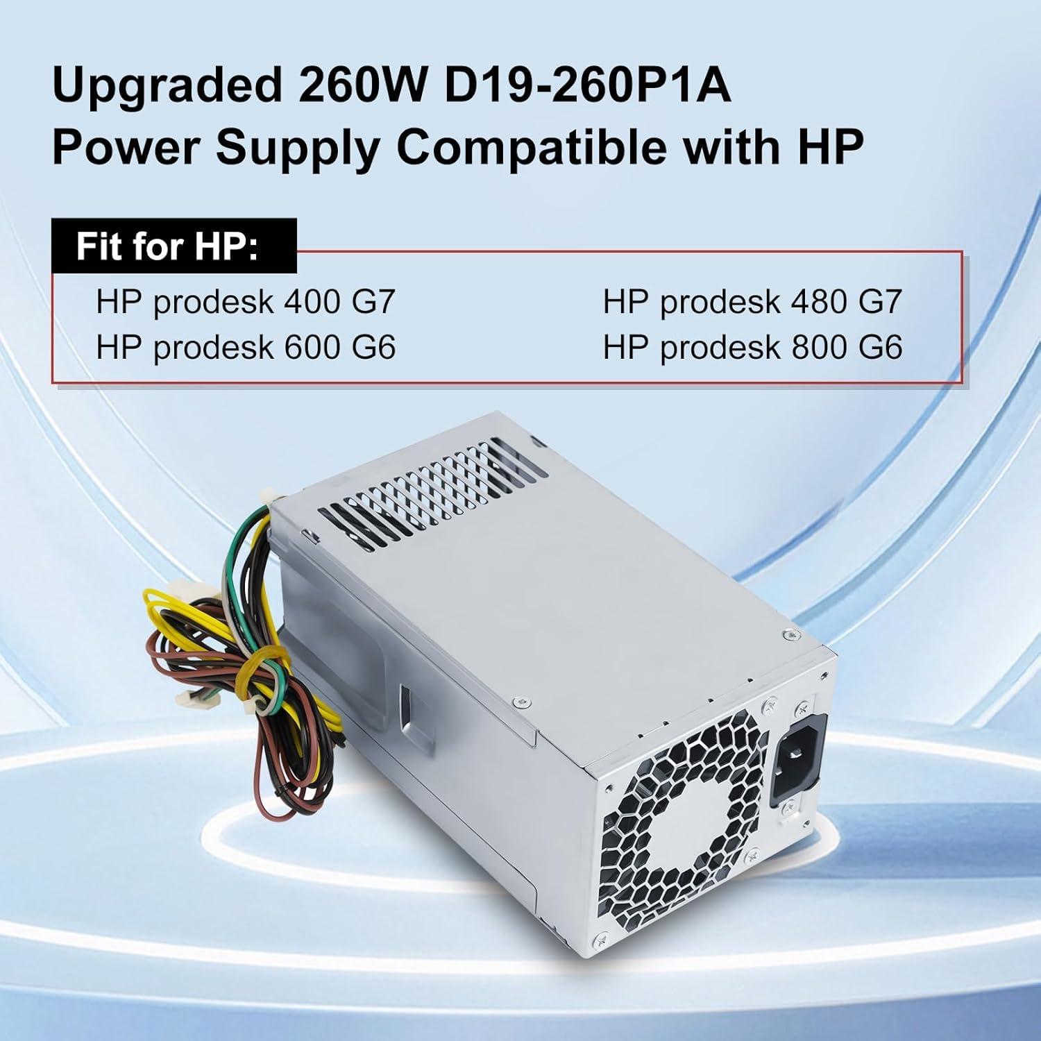 S-Union Ulepszony zasilacz D19-260P1A 260 W zamiennik zasilacza L70041-002 PCG004 kompatybilny z HP ProDesk 400 G7 480 G7 600 G6 800 G6 【 7-rzędowe złącze + 4-pinowe x 2】