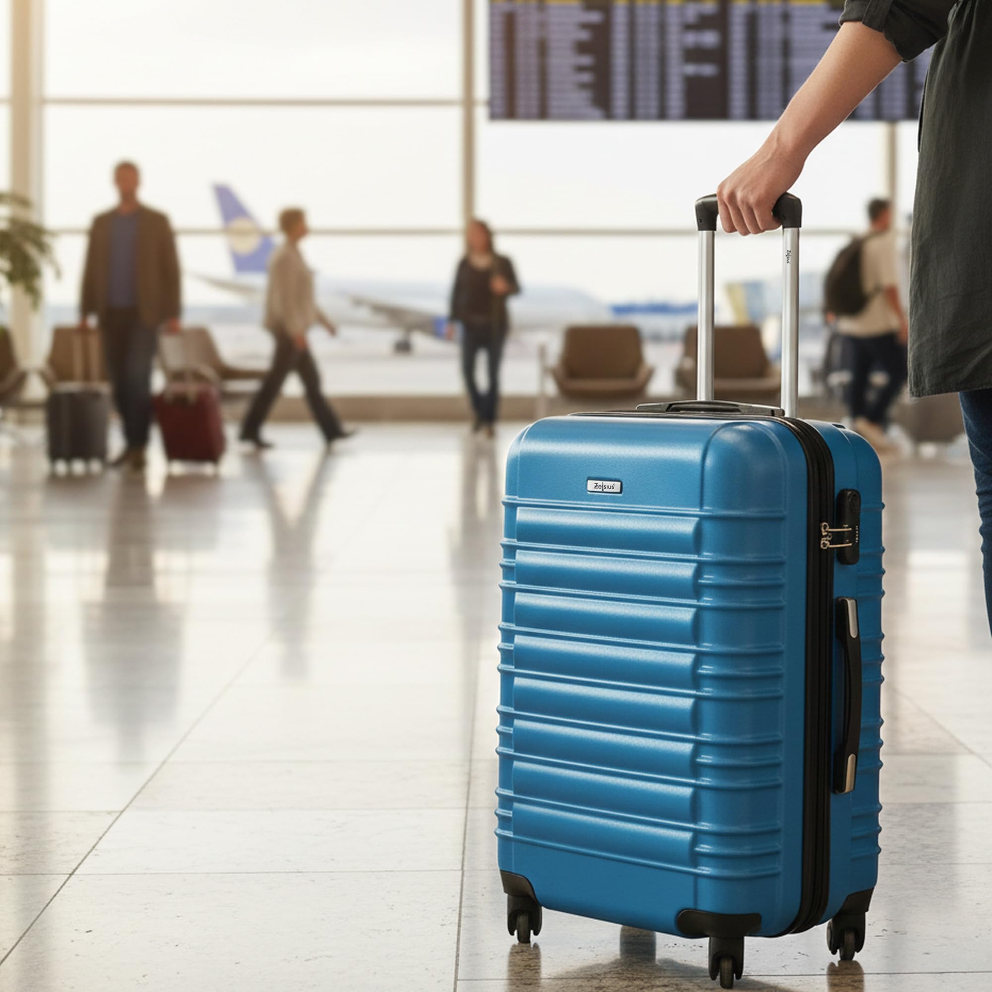 Zelsius Koffer Set 4 Stück, Blau | ABS Hartschalenkoffer mit Zahlenschloss, 4 Rollen und Innen Trennwand | Handgepäckkoffer, 4 teilig, Trolley, Groß, Luggage Set