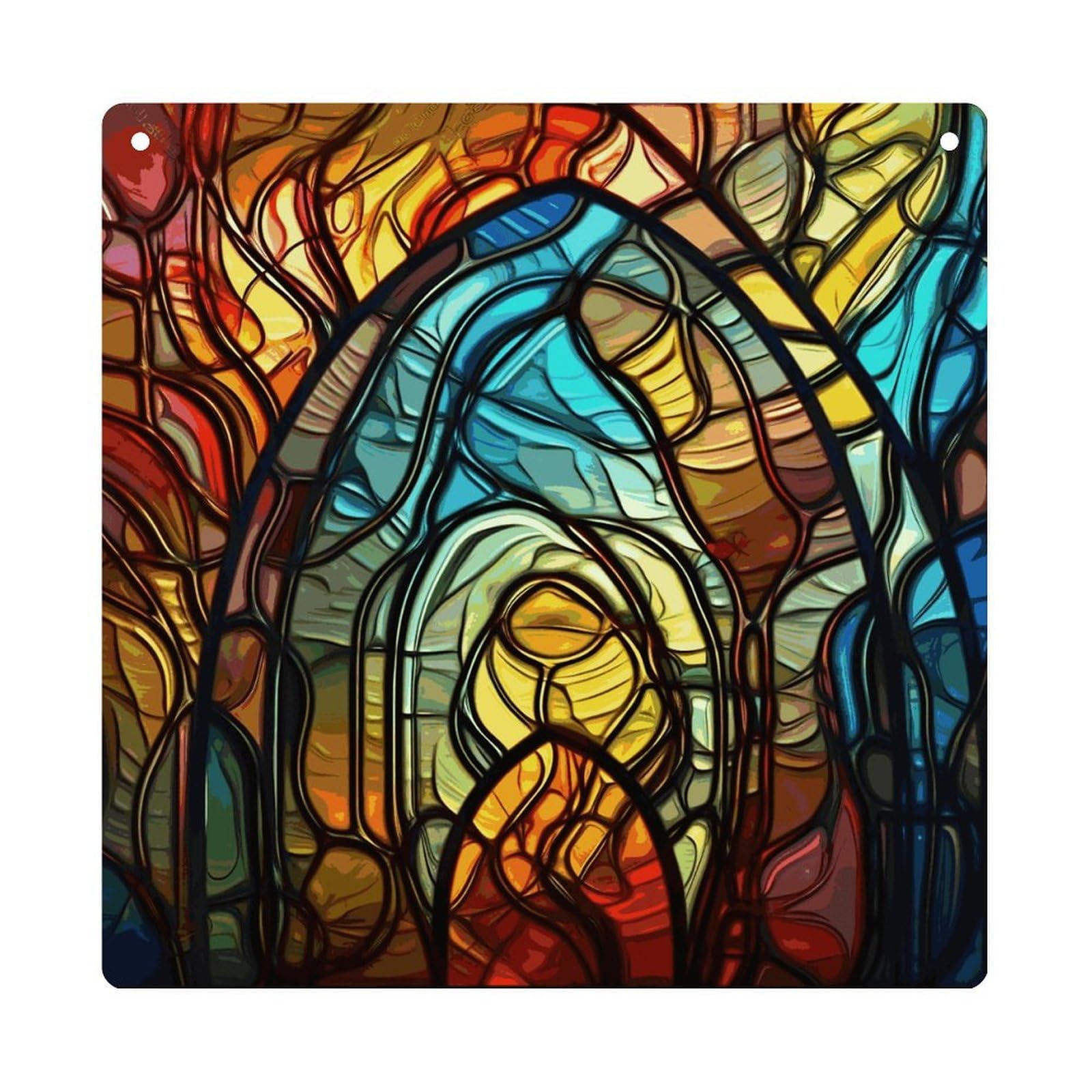 Adfgyerh Style Stained Glass Art Hanging Ornaments Window Hanging Modern Acrylic Decor For Living Room Bedroom Dining Room Hallway Office Wall Decor, 8X8 In