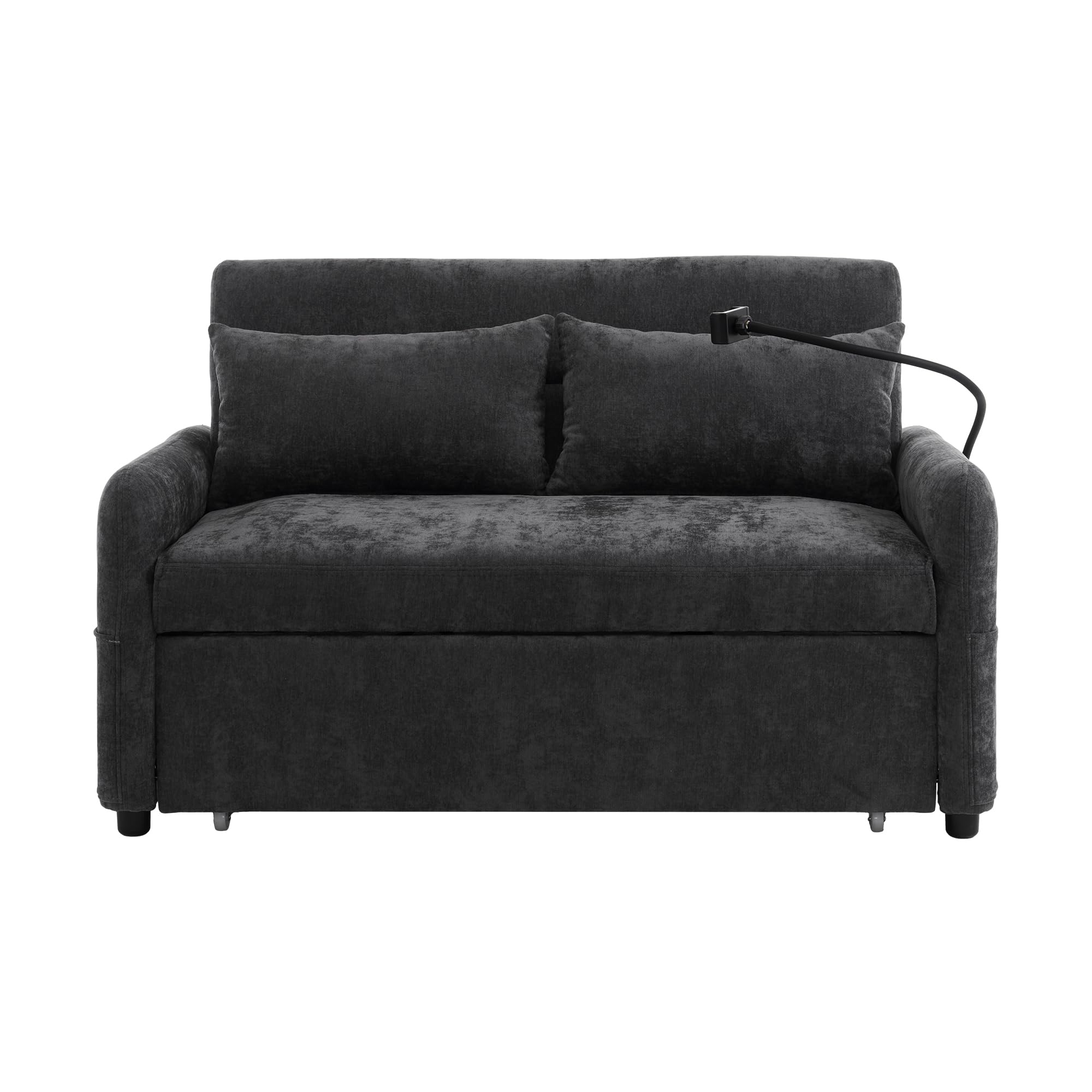 Modernes Doppel-Klappsofa mit Schlaffunktion, Verstellbarer Rückenlehne, Handyhalter & USB, für Wohnzimmer, Schlafzimmer, Heimkino