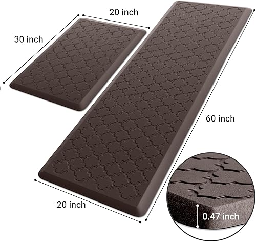 Miniatura 38 de Tapete de cocina [2 piezas] acolchado antifatiga, impermeable, antideslizante, ergonómico, cómodo, tapete de pie para cocina, suelo, oficina, Gris