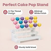 Vista 3 de Soporte elevador de exhibición para tartas, soporte para paletas de madera de 3 niveles, soporte de ventosa de 17 agujeros para mesa de postres