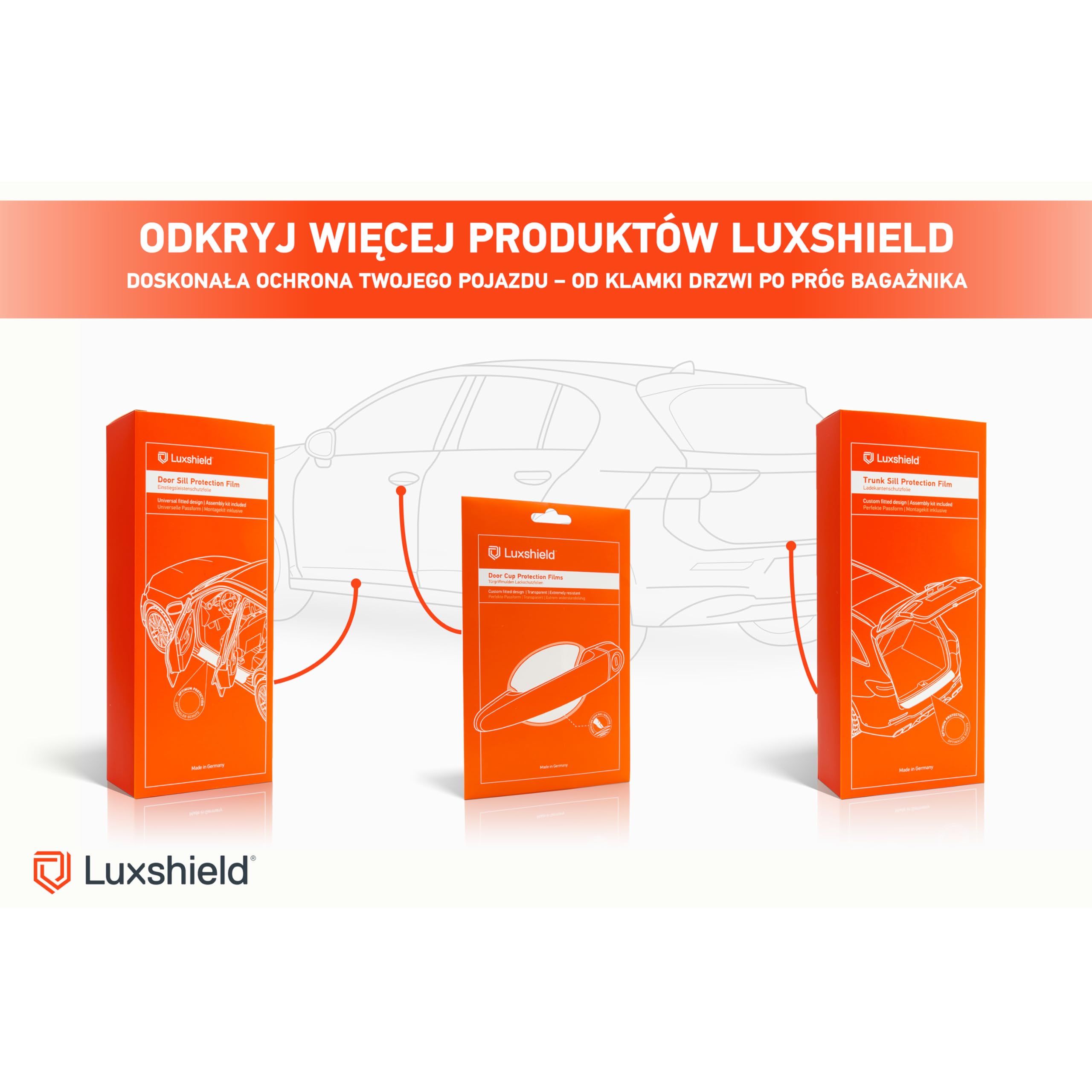 Luxshield folia ochronna progów kompatybilny z Skoda Kamiq NW4 I 2019-2026 - akcesoria, listwy ozdobne, folia ochronna na lakier - przezroczysty błyszczący