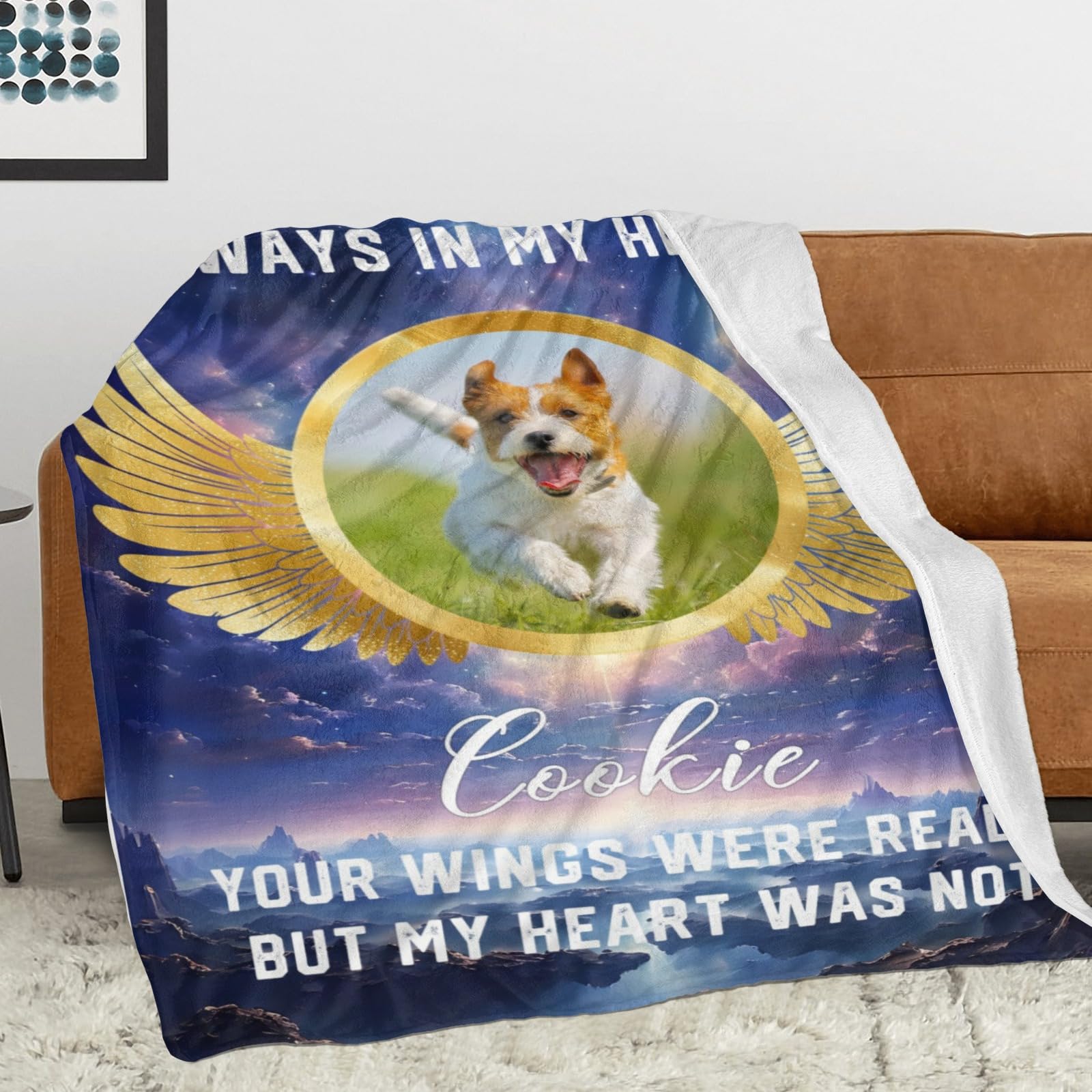 in Memory Pet Blanket Custom Blanket for Dog Mom, Personalized Pet Photo Blanket, Customized Pet Gifts for Dog Mom Dog Lovers Memorial Gift 1 Photo with Name