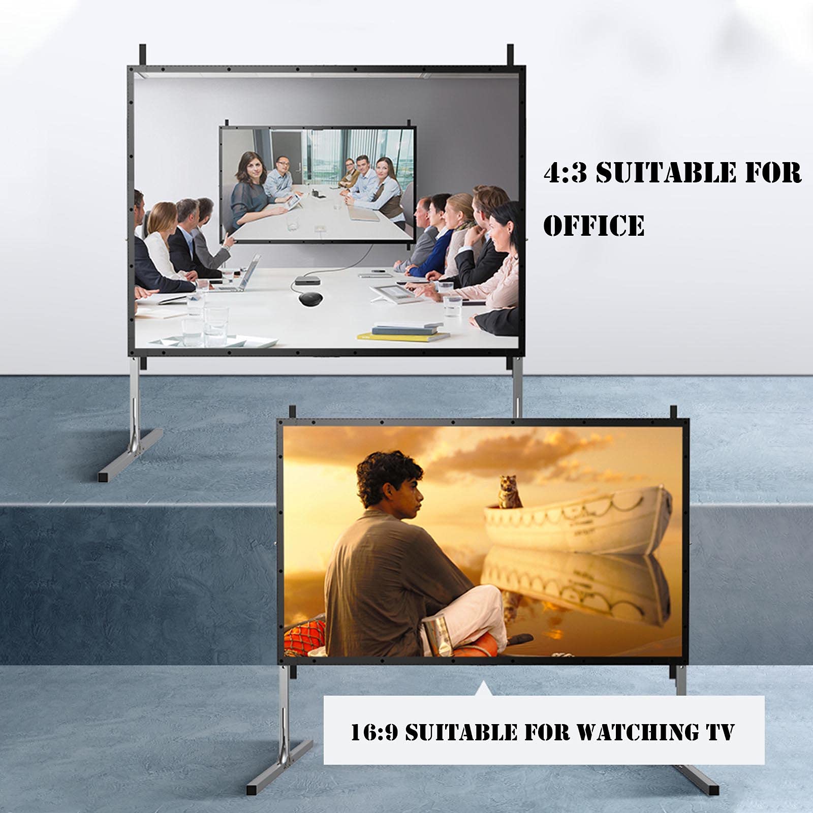 プロジェクタースクリーン 16:9 自立式 収納バッグ付き ホームシアター