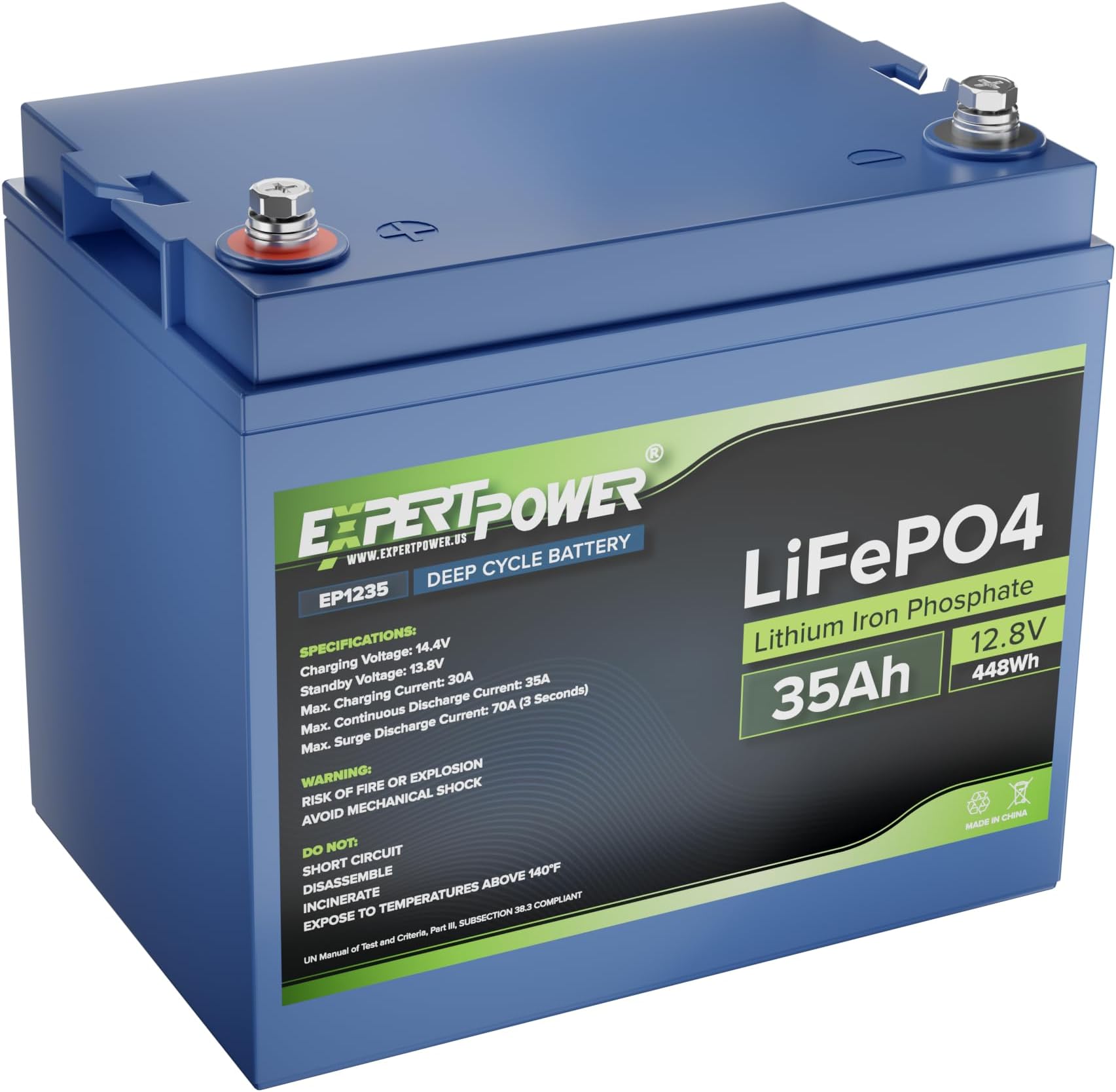 12V 35Ah Lithium LiFePO4 Deep Cycle Rechargeable Battery | 2500-7000 Life Cycles & 10-Year Lifespan | Built-in BMS | RV, Solar, Marine, Overland, Off-Grid, Scooter