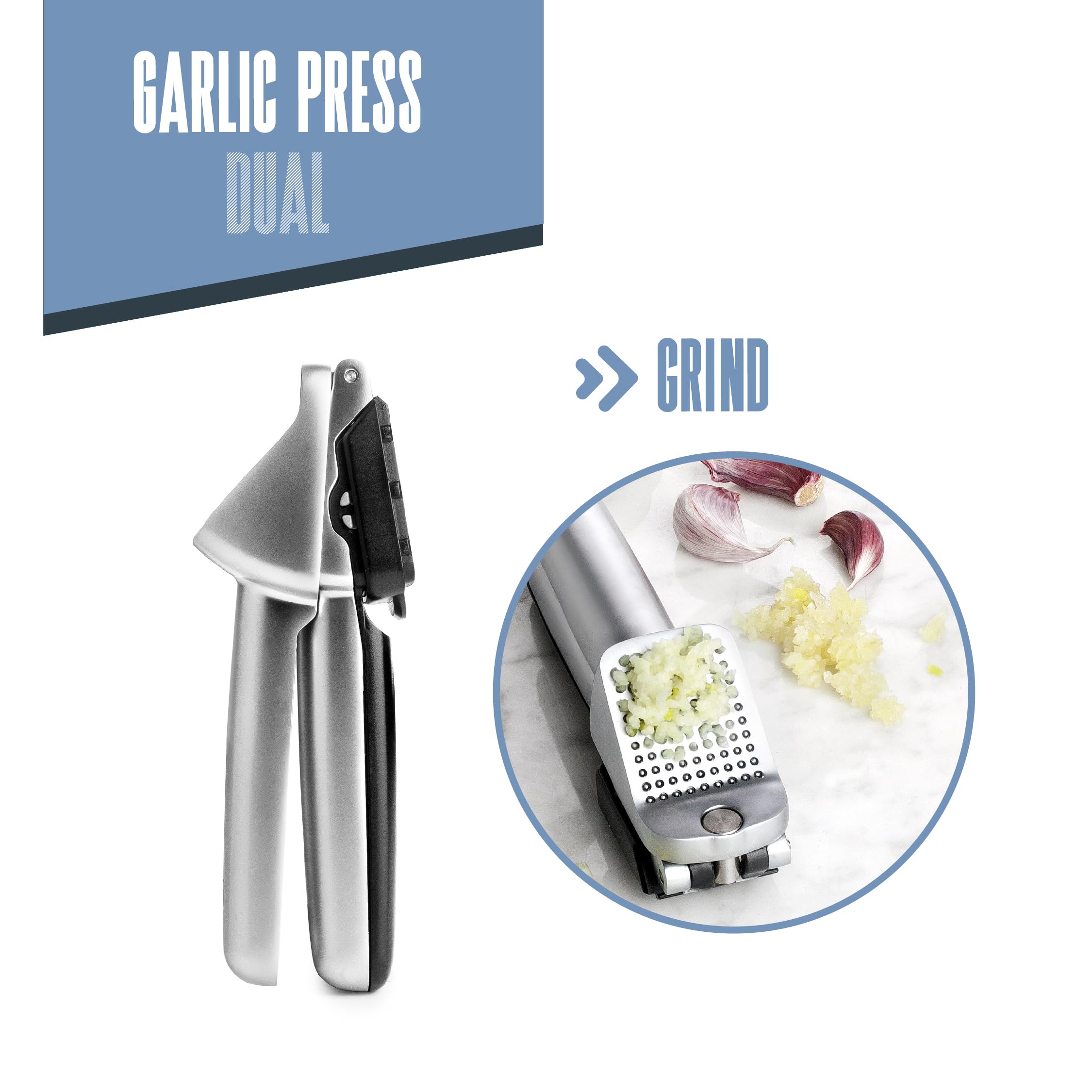 Lacor 60277 - Doppia pressa aglio, schiaccia, cubo, pulizia, mang...