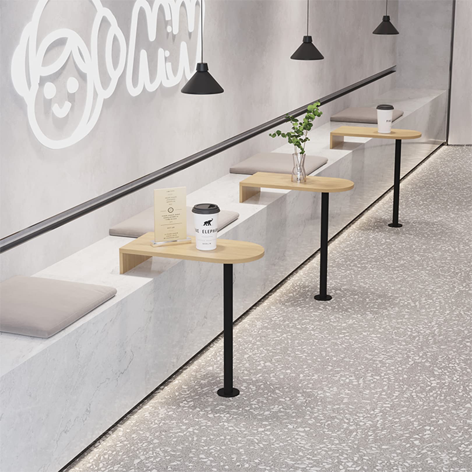 Mesa Redonda de Madera sólida, Mesa de café con café sofá para la Tienda de té de Leche de café Café Espacios pequeños, Mesa de Noche fácil de ensamblaje