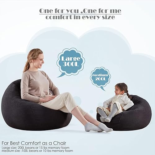 Miniatura 91 de Nobildonna - Funda para silla de puf (relleno sin relleno) de nido de pájaro para niños y adultos. Puf extra grande para almacenamiento de animales