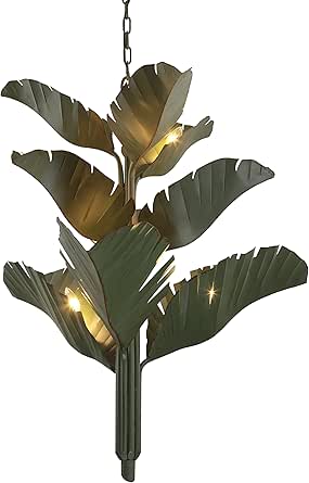 Varaluz Banana Leaf 9 Light Chandelier - Natural Green
