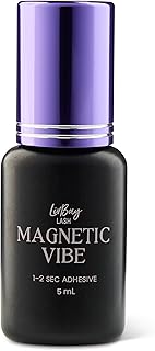 LivBay Magnetic Vibe Lash Adhesive, Eyelash Extension Glue for Professional and Beginner Lash Artists, 1-2 Second Drying Time, Strong Retention, Low Fumes, Black Formula, 5 mL