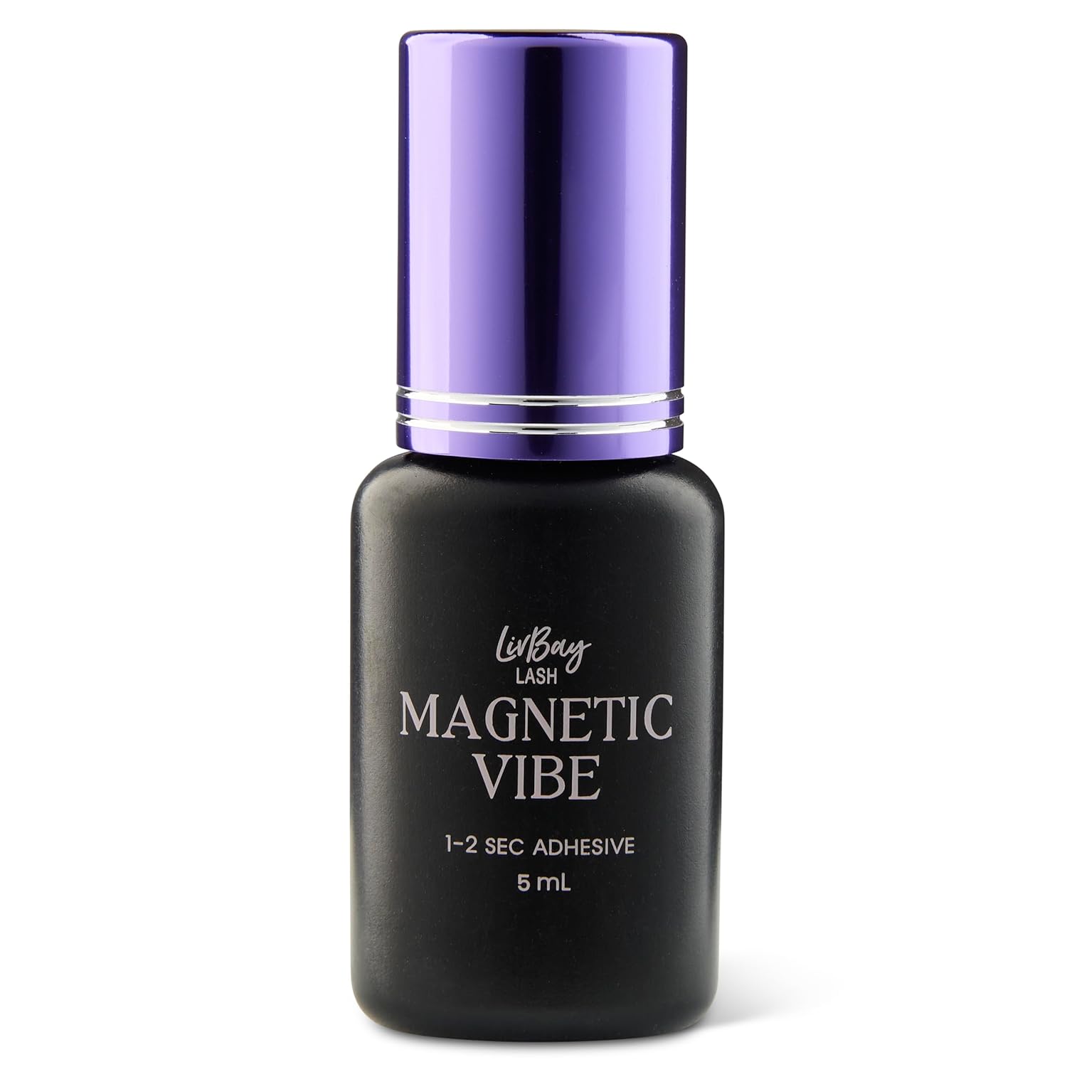 LivBay Magnetic Vibe Lash Adhesive, Eyelash Extension Glue for Professional and Beginner Lash Artists, 1-2 Second Drying Time, Strong Retention, Low Fumes, Black Formula, 5 mL