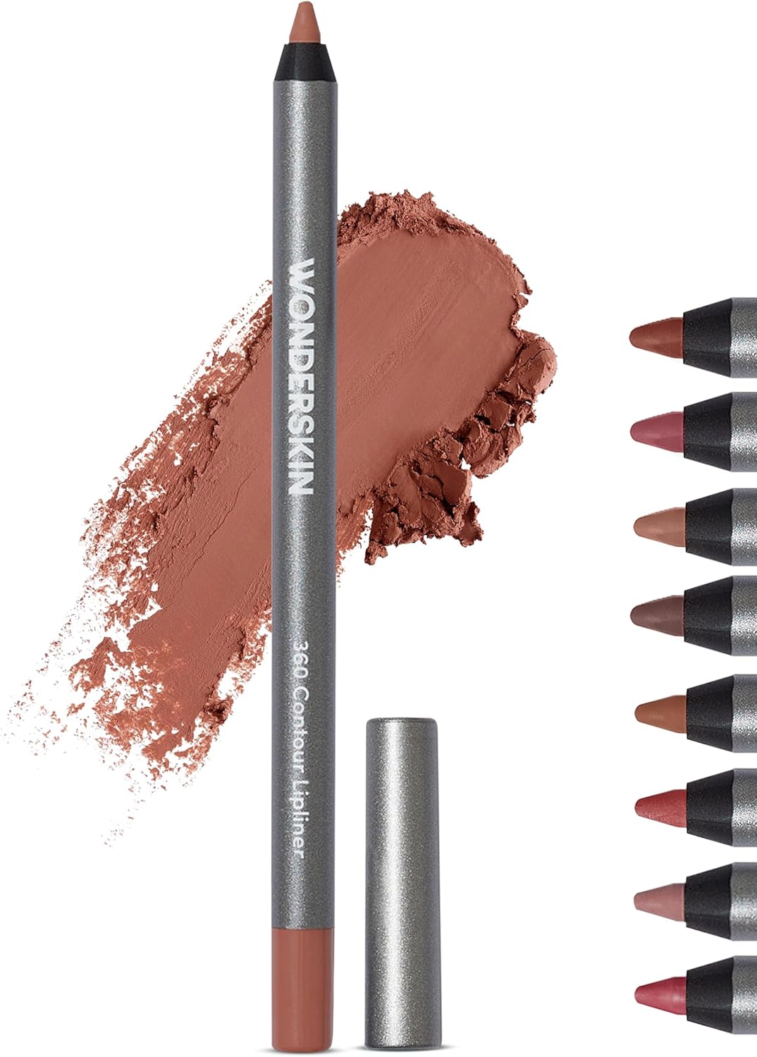 Wonderskin Lip Liner Pencil – 360 Contour Lipliner, Long Lasting, Sharpenable, Waterproof and Transfer-Proof Brown Lip Liner Pencil (Saddle)